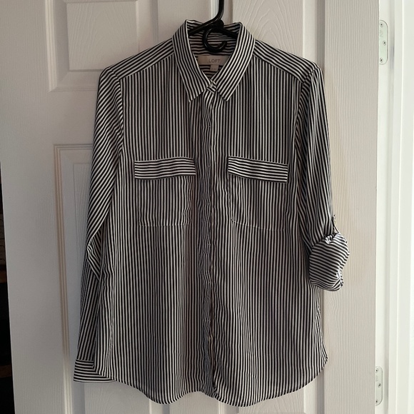 Loft Striped Utility Button Down Blouse - Picture 1 of 2